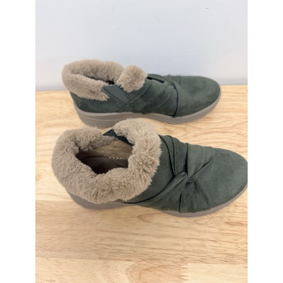 Bzees Genie Olive Green Microsuede Upper Faux Fur Trim  Ankle Boots Size 7 #62 - Picture 4 of 9